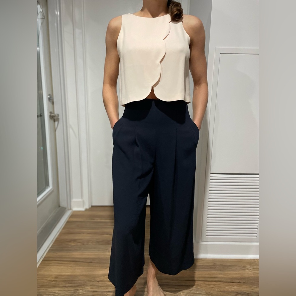 Club Monaco size 2 high-wasted wide leg navy pants